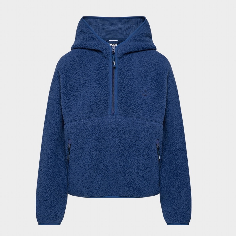 Aritzia Blue Fleece Half-Zip Hoodie